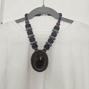 Elegant Black and Red Beaded Necklace